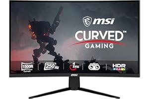 MSI G32C4X, 32" Gaming Monitor, 1920 x 1080 (FHD) Curved Gaming Monitor, 1 ms, 250Hz, FreeSync, 1500R, HDMI, DisplayPort, Til