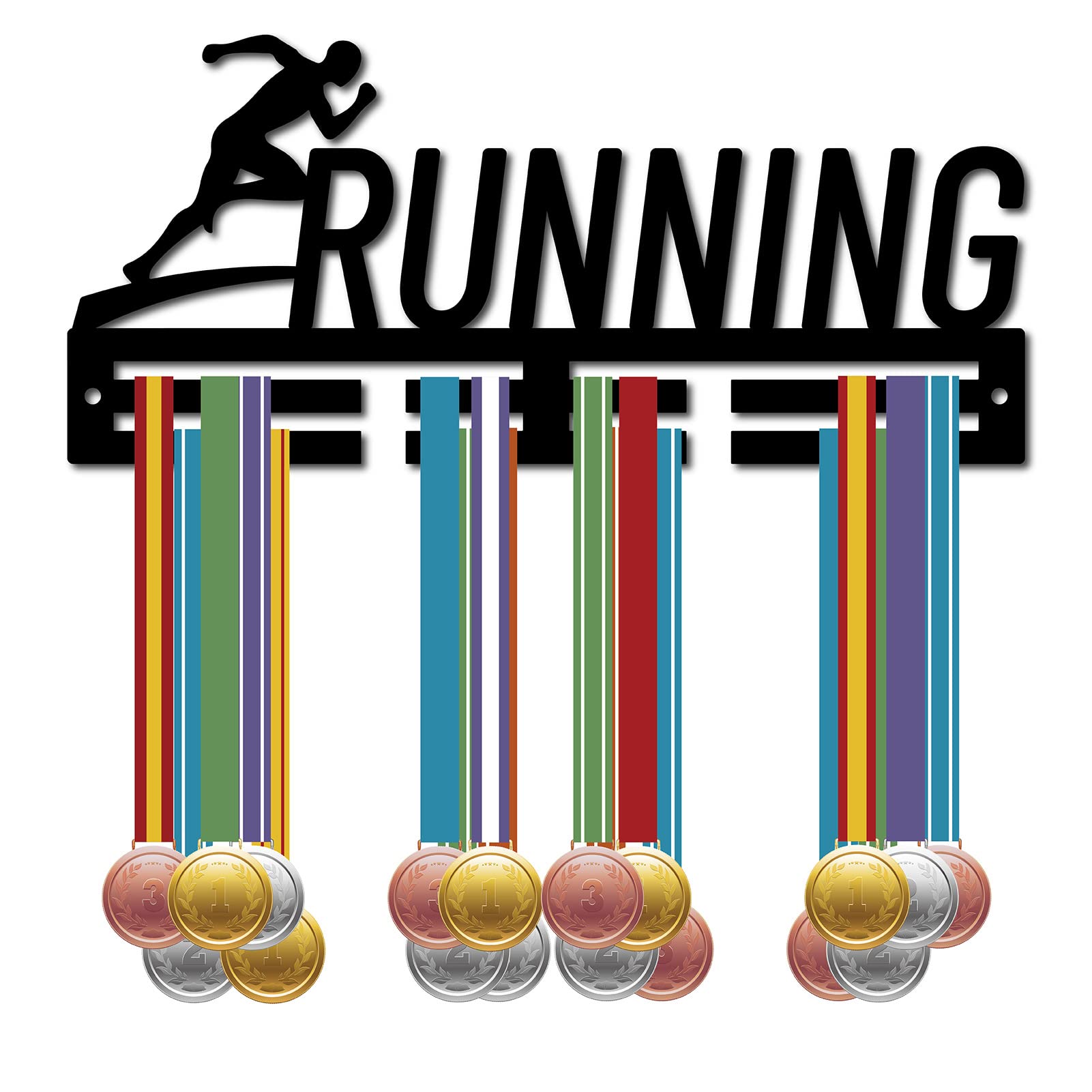CREATCABIN Acrylic Medal Holder Running Athlete Medals Hanger Display Runner Sports Medal Hooks Stand Wall Mount Hanger Hanging for Home Badge 2 Lines Medalist Soccer Gymnastics Over 20 Medals