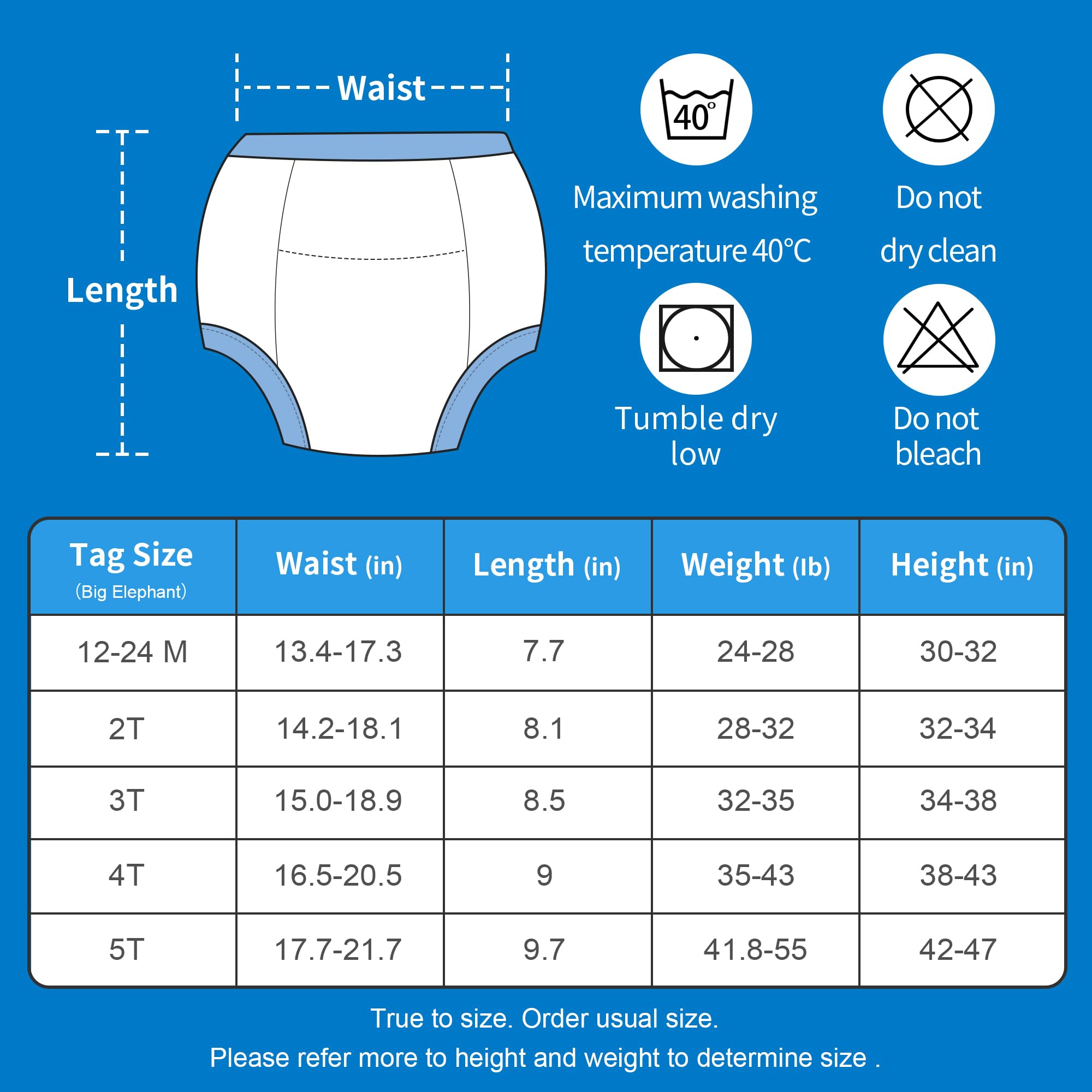 BIG ELEPHANT Potty Training Underwear - 10 Pack, 100% Cotton Absorbent Unisex Toddler Pee Pants for Boys Girls