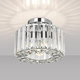FRIDEKO HOME Crystal Ceiling Light Chrome Flush Mount Modern LED Fixture view 1