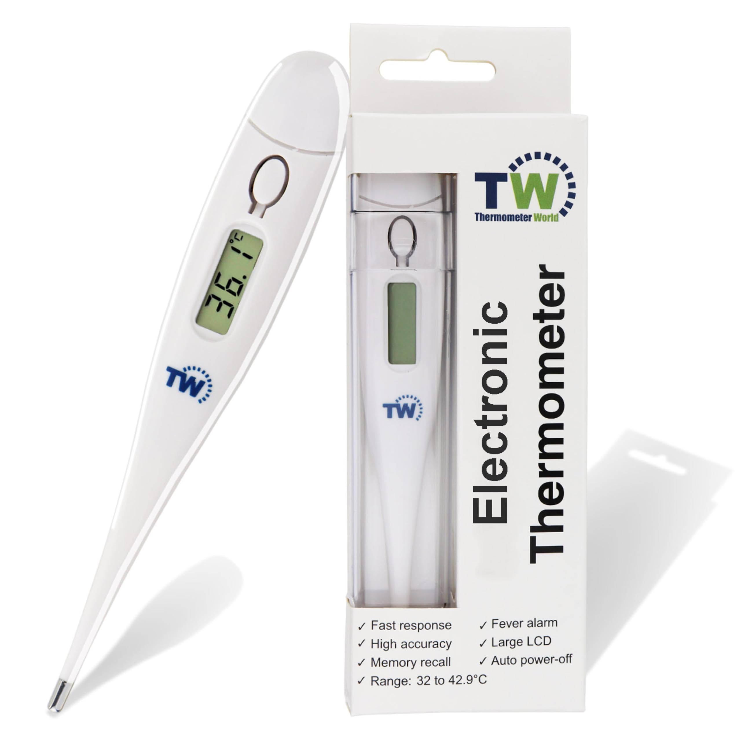 Temperature Thermometer for Adults Kids and Children - Fast and Accurate Easy to Use Body and Oral Thermometer with Fever Alarm Child