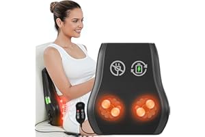 Admbm Rechargeable Back Massager with Heat, Shiatsu Neck Massager for Pain Relief Deep Tissue, 4D Kneading Massage Pillow for Neck Shoulder Leg Waist and Abdominal, Suit for Office, Home and Car
