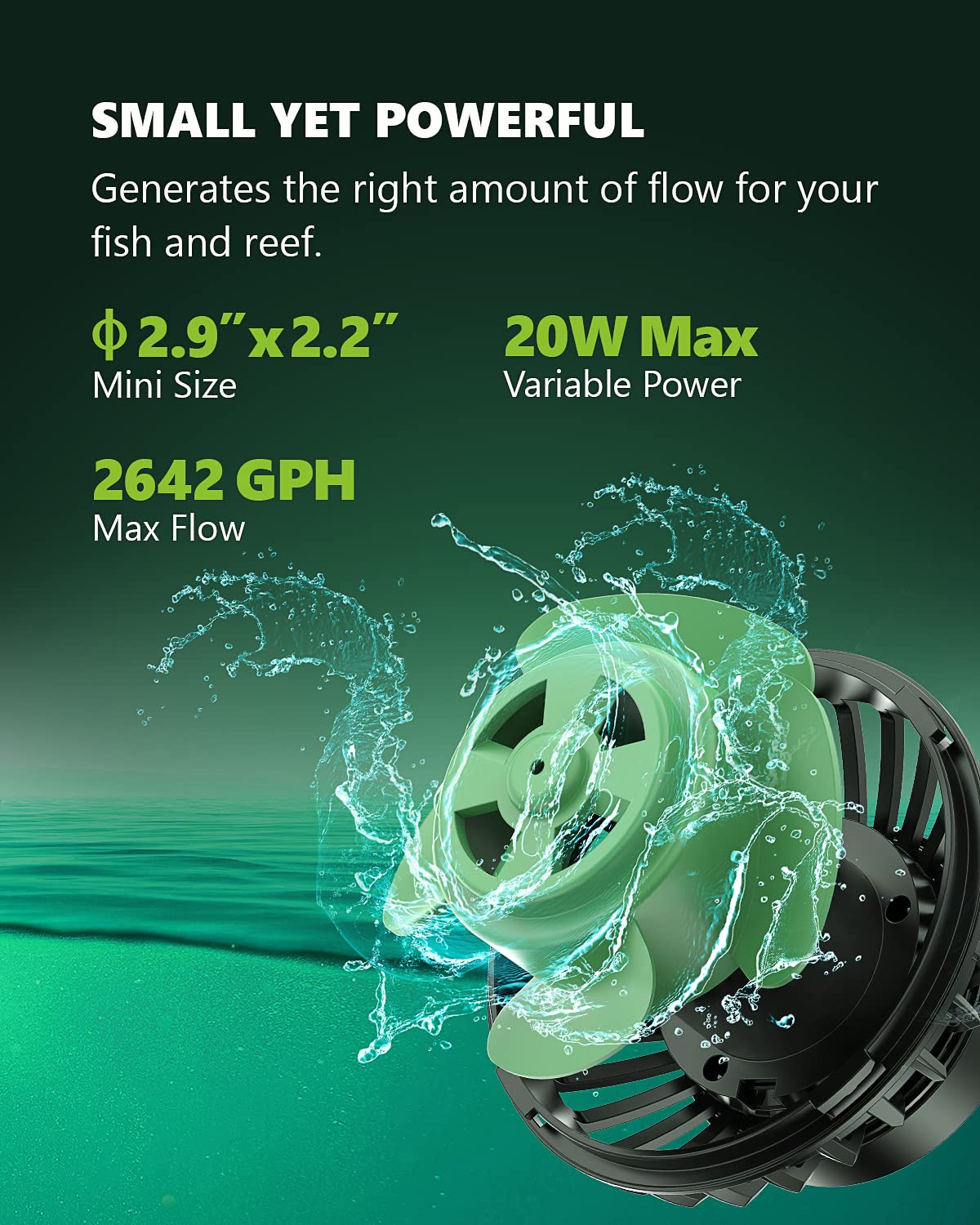 Atlantic Series WP-10000 Wave Maker for Aquarium, DC 24V 20W 2642 GPH (10000 L/H) Powerhead, Powerful yet Silent Sine Wave Controllable Wave Pump for Fresh/Saltwater/Marine/Reef Tank Black