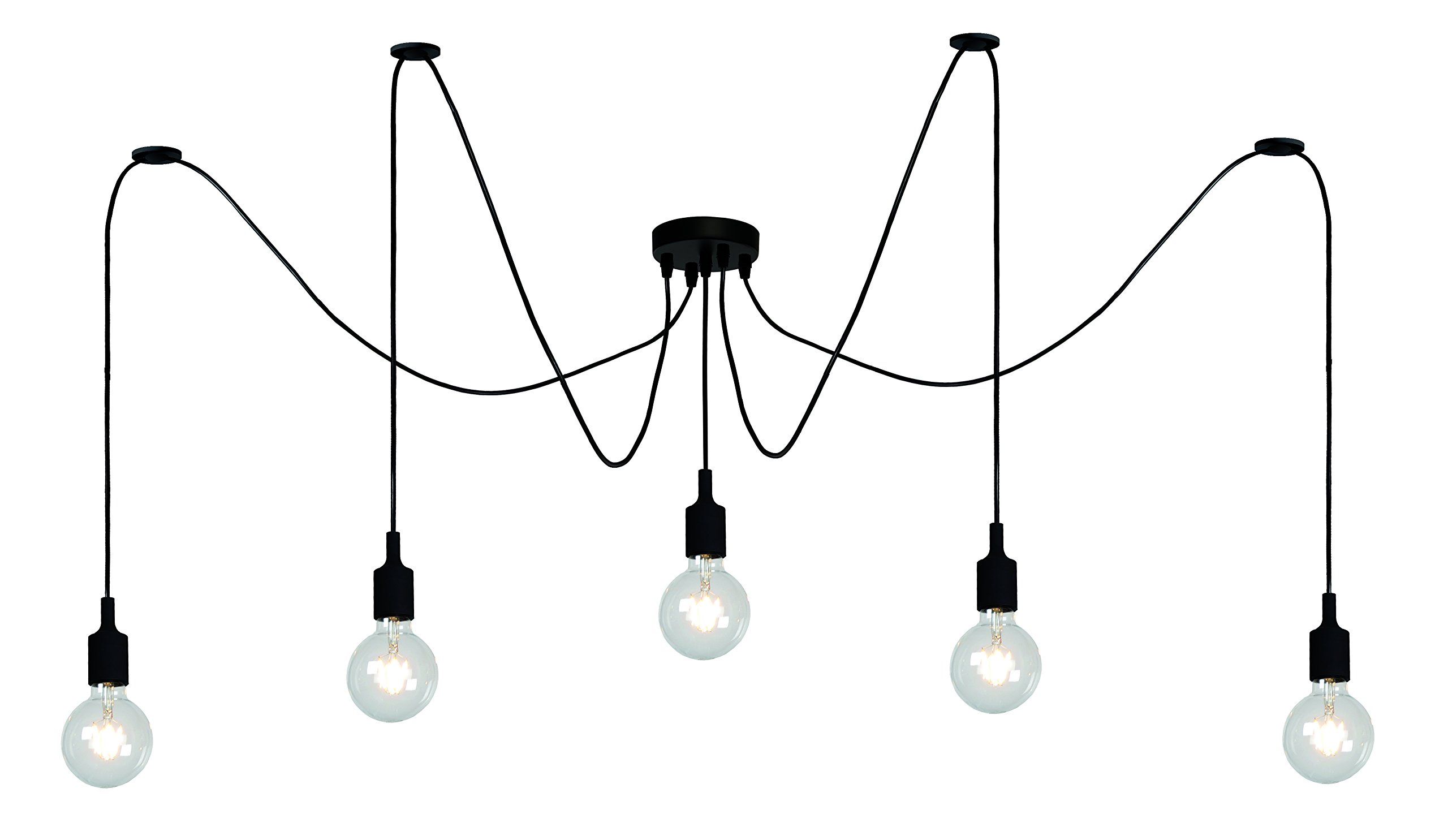 LUCIDE FIX - Pendant Light - 5xE27 - Suitable for Double-Height Spaces and high Ceiling - Black