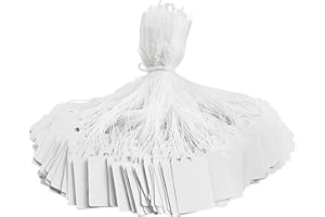 KOORITO 220 Pack White Price Tags with String Attached Writable Display Labels White Price Gift Tags for Gift Wrapping, Jewelry, Clothing, 1.38 x 0.87 Inches