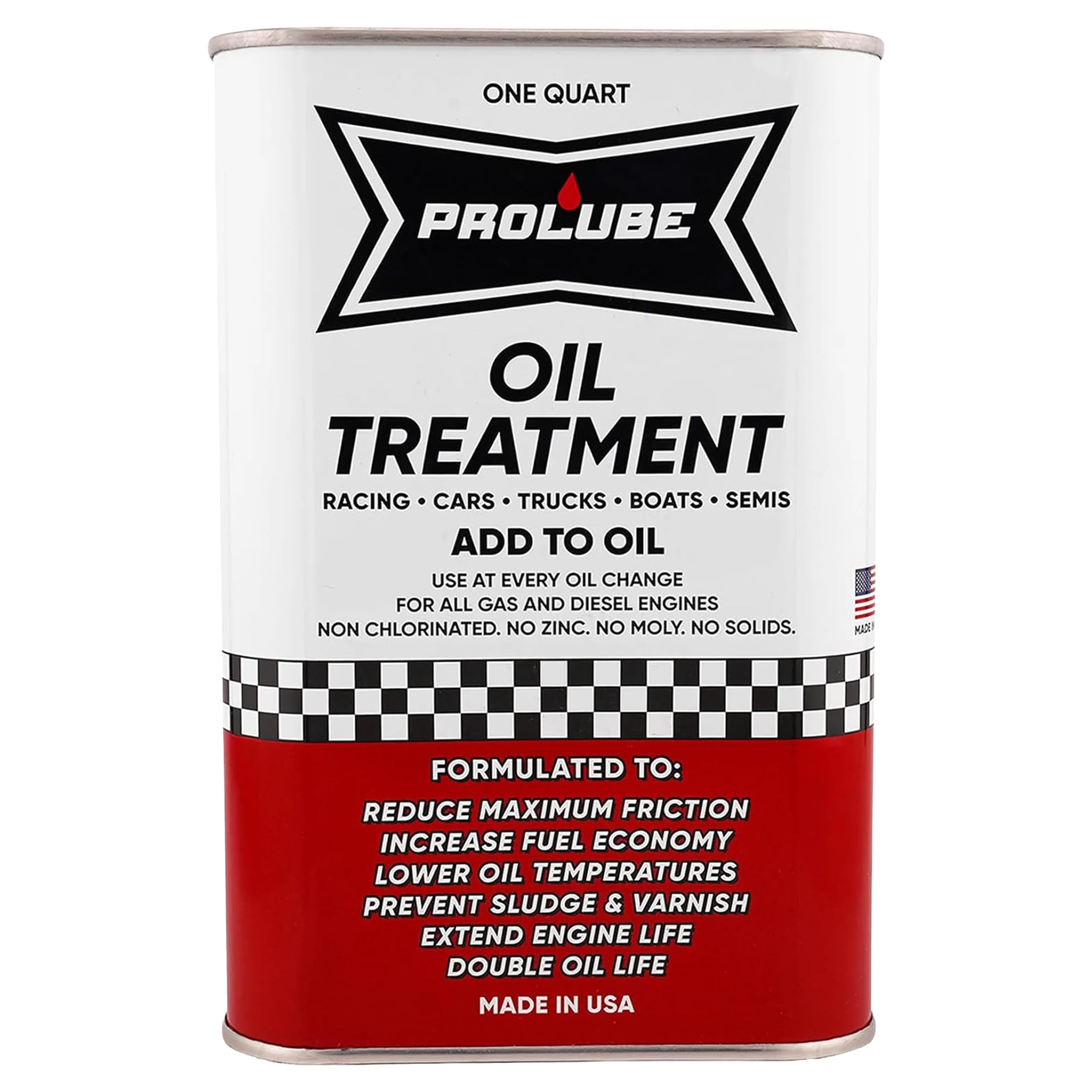 Prolube Oil Treatment - Engine Oil Additive for Gas & Diesel Engines - Reduces Wear, Noise, Vibration - Boosts Fuel Economy & Horsepower - Works on Transmissions & Differentials (1QT)