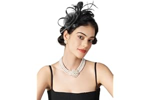 SWEETV Tulle Fascinators for Women, Tea Party Hats for Kentucky Fascinators Derby, Cocktail, Wedding, Fancy Dress Party