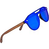 Woodies Walnut Wood Round Style Sunglasses | Blue
