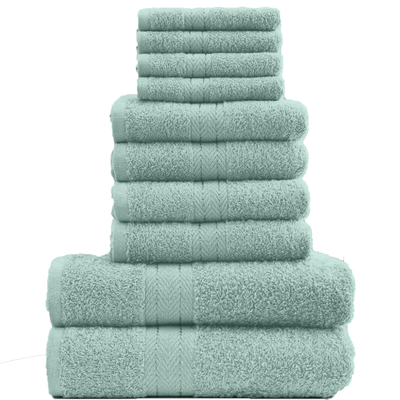 Lions Towels Family Bale Set - 10 Piece 100% Egyptian Cotton, 4x Face 4x Hand 2x Bath Towel, Premium Quality Highly Water Absorbent Bathroom Accessories, Machine Washable (Duck Egg)