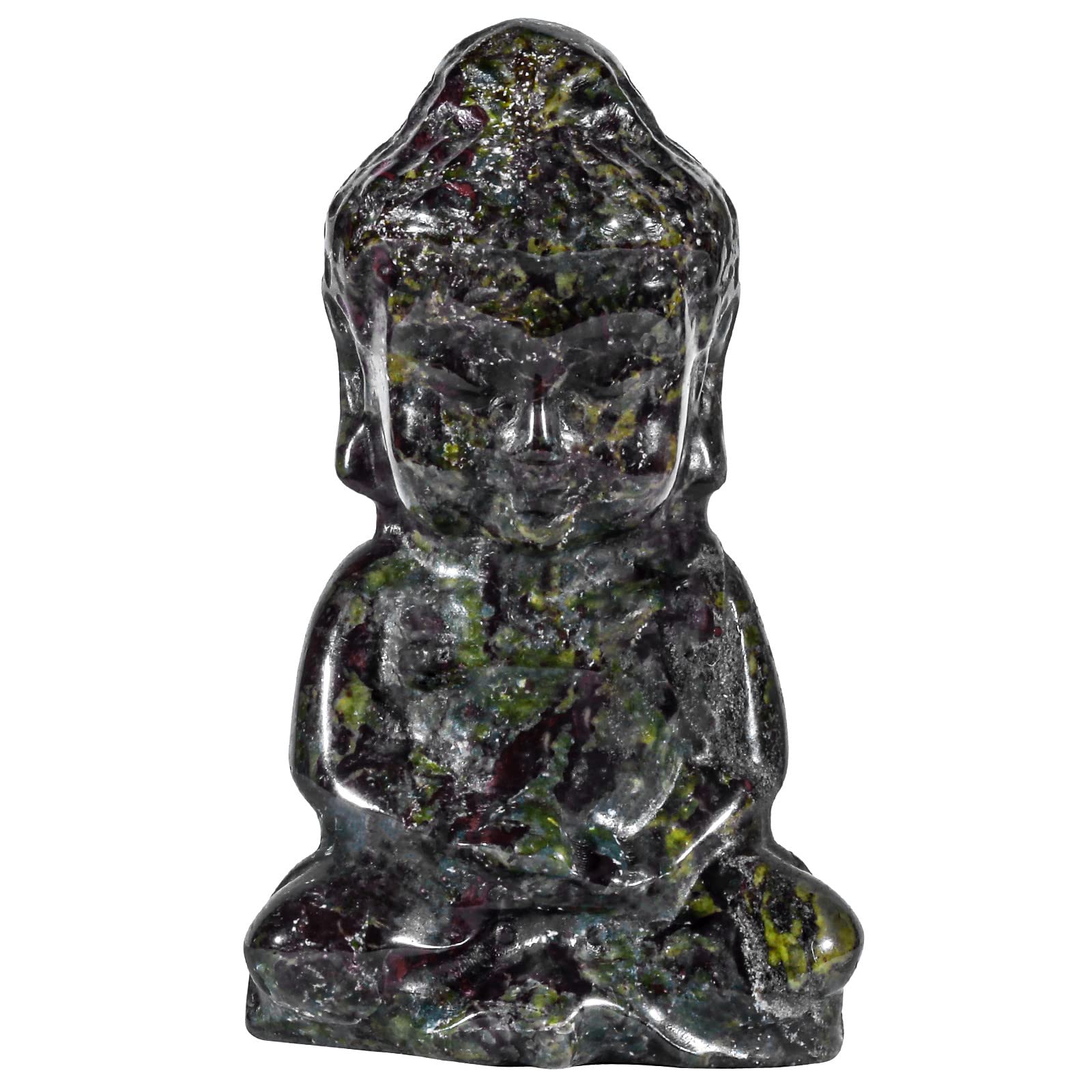 mookaitedecor Dragon Blood Stone Crystal Baby Buddha Statue, Healing Crystals Small Buddhism Gift Buddha Ornament for Home Office Decor Pocket Lucky Charm Stone Good Luck Crystal Feng Shui Decoration