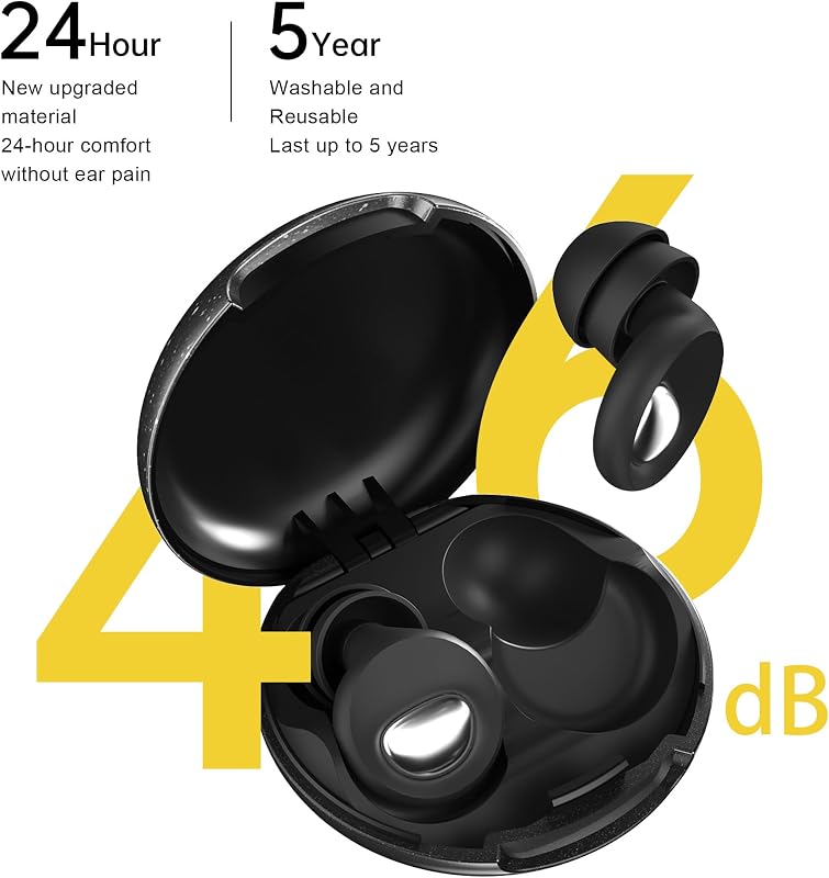 Tapones Oídos Ruido Dormir 2.0, 46 dB MuteCore, Silicona, Negro