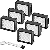 Filter Replacement for Roomba E I &amp; J Series Vacuum Cleaners, 6 Pack | Compatible with Roomba i7 i7+/plus i3 i3+ E5 E6 E7 i4 i6 i6+ i8 i8+, 4639161, 6 High Efficiency Filters + 1 Cleaning Brush