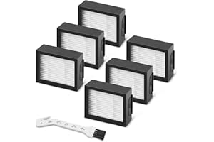 FUNMIT Filter Replacement for Roomba E I & J Series i7 i7+/plus i3 i3+ E5 E6 E7 i4 i6 i6+ i8 i8+ Vacuum Cleaners Parts, 6 Pack 4639161 High Efficiency Filters + 1 Cleaning Brush