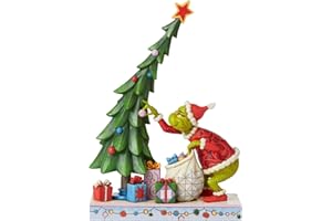 Enesco Dr. Seuss Grinch by Jim Shore Un-Decorating The Christmas Tree Figurine, Stone Resin Hand Crafted Collectible Decorative Figurines Christmas Home Decor Sculpture Statue, 10.4 Inch, Multicolor