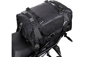 Rhinowalk Motor Saddle Bag Motorcycle Pannier Bag Waterproof Multifunctional Rear Rack Trunk Seat Bag (Black, 30L)