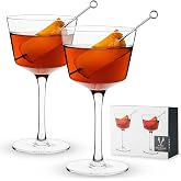 Viski Nick and Nora Glasses, Stemmed Drinkware, Premium Crystal Cocktail Glasses, Cocktail Coupe Glasses, Home and Bar Glass cups, Set of 2, 4oz