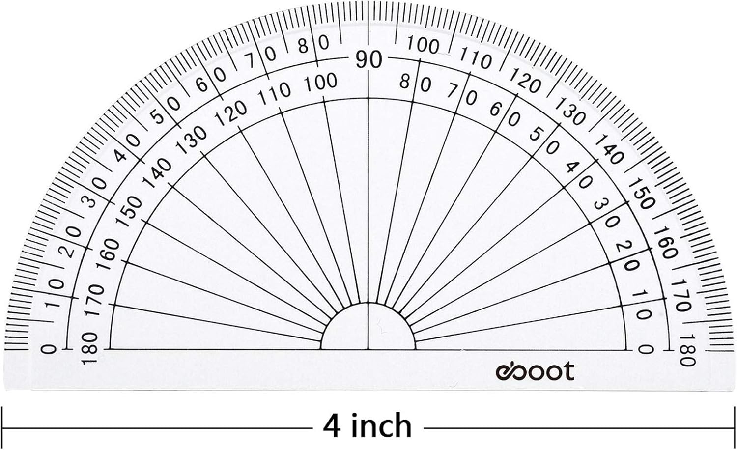 eBoot Plastic Protractor 180 Degree, 4 Inch and 6 Inch, Clear, 2 Pieces : Office Products