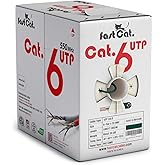 fast Cat. Cat6 Ethernet Cable 1000ft - 23 AWG, CMR, Insulated Solid Bare Copper Wire Cat 6 Cable with Noise Reducing Cross Se
