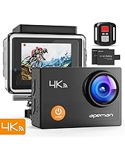 apeman 4K Action Cam Wi-Fi 16MP Ultra FHD Impermeabile 30M Immersione Sott'Acqua Camera con Schermo 2 Pollici 170 Gradi Ampia Vista Grandangolare/Telecomando 2.4G/ 20 Accessori all'Interno