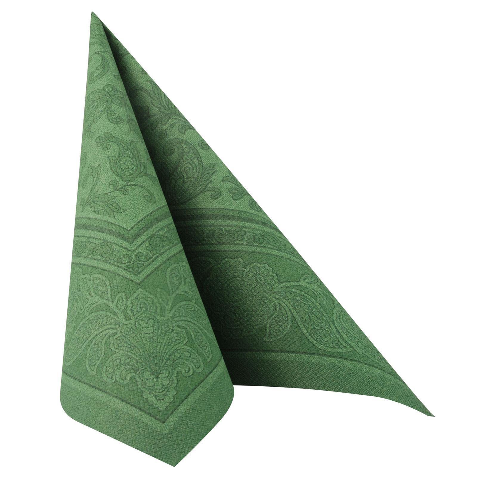 "Royal Collection" Napkins 1/4 Fold 40 cm x 40 cm Dark Green "Ornaments" Pack of 50