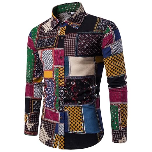 SEWORLD 2018 Herren Langarmhemd Lässiges Business Slim Fit Drucken Trachtenhemd Hemden Bluse Oktoberfest