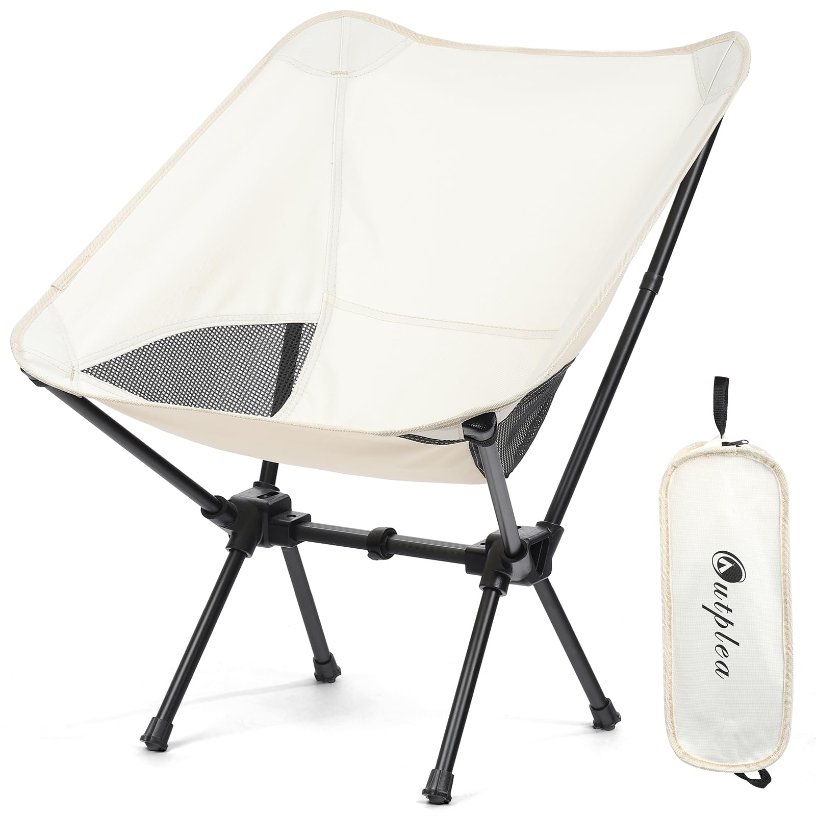 Outplea Lightweight Small Folding Camping Chair for Adults, Compact Fishing Chairs, Portable Backpacking Chair for Outdoor Beach Hiking, White