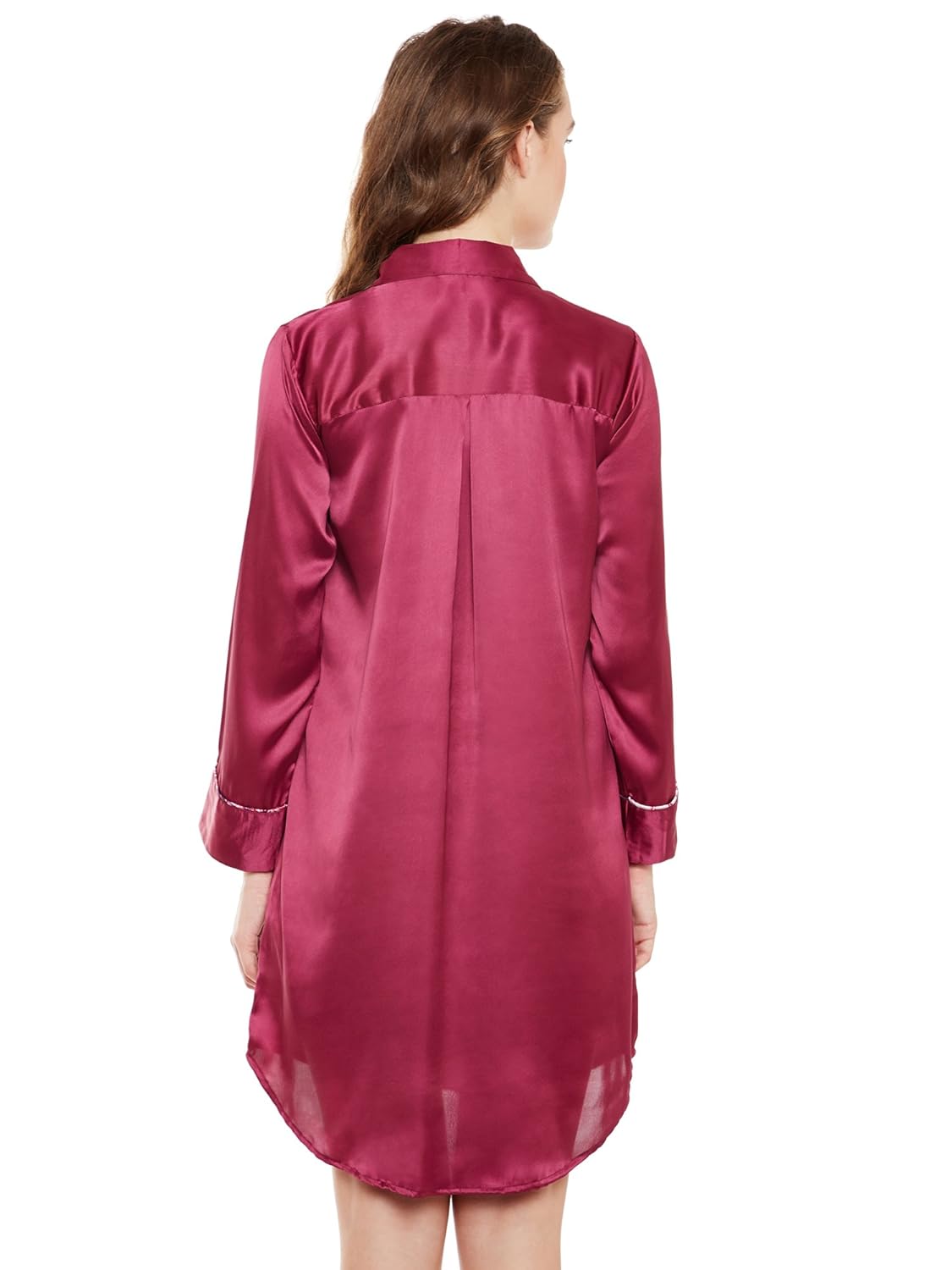 martini women thigh length satin night shirt (purple , x-large)