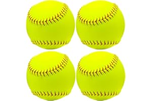 Rarapop Sports Fastpitch Softballs, Official Size and Weight Practice Softball, Unmarked & Leather Covered Training Ball for Games, Practice and Training(Yellow, 12 Inch)