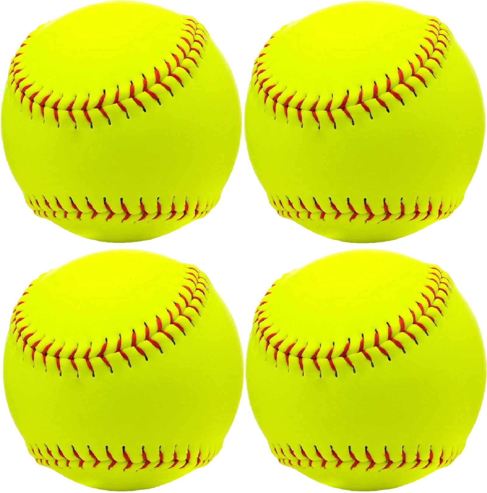 Photo 1 of Rarapop 4 Pack Sports Fastpitch Softballs, Official Size and Weight Practice Softball, Unmarked & Leather Covered Training Ball for Games, Practice and Training(Yellow, 12 Inch)