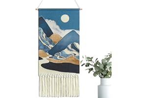 Alynsehom Macrame Woven Wall Hanging Tapestry Boho Wall Art Moon Mountain Chic Home Decor Bohemian Aztec Apartment Dorm Room 