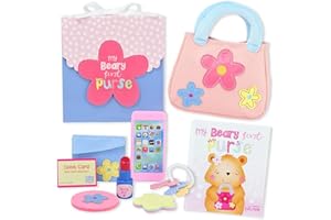 Tickle & Main My Beary First Purse Playset Baby Girl Purse - 9-Piece Faux Leather Pink Ages 1+ - Storybook & Accessories for Imaginative Play - Birthday Gift for One Year Old Girl