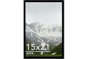 QOTIB 15x21 Picture Frame Black for Wall Mounting, Horizontal and Vertical Formats for Wall Hanging, Wood 15x21 Frame, Black, 1 Pack