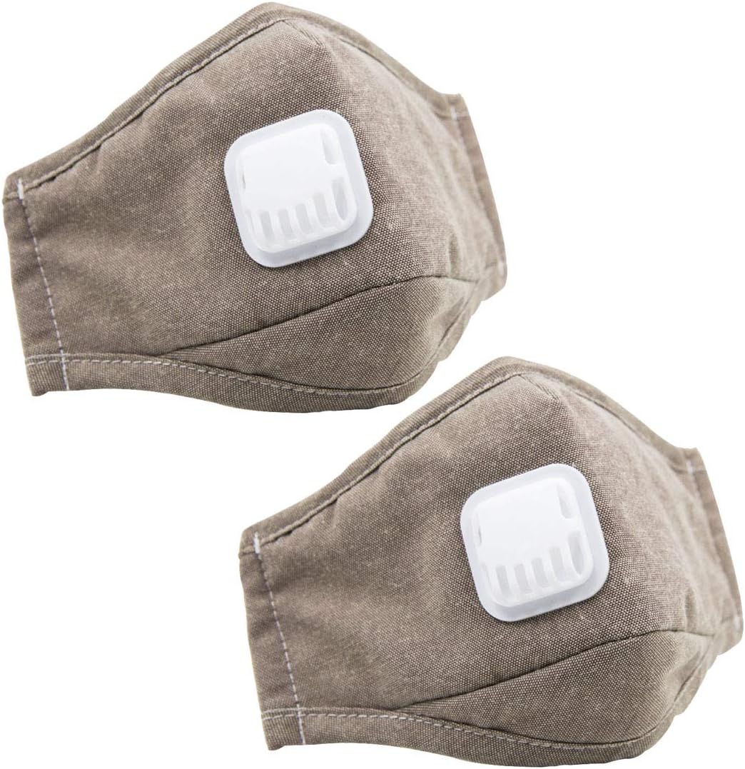 CHRISLZ 2 Pcs PM2.5 Activated Carbon Linen Anti Haze Dust Masks with Exhale Valve