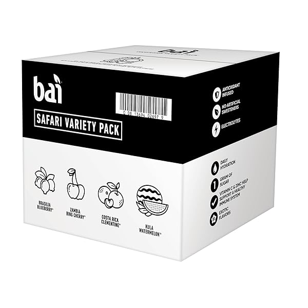 BAI FLAVORS VARIETY PACK, ANTIOXIDANT INFUSED WATER BEVERAGE, WITH VITAMIN C AND NO ARTIFICIAL SWEETENERS, 18 FL OZ BOTTLES, 12 PACK