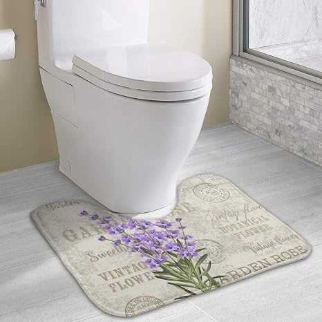 Amazon Lavender ラベンダー トイレマット 足元マット レギュラーサイズ おしゃれ 北欧 抗菌 防臭 吸水 速乾 折り畳み トイレファブリック 洗える 滑り止め ふわっと手触り マイクロファイバー オールシーズン トイレマット タンクカバー ホーム キッチン
