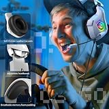 Ozeino Gaming Headset PS5 PS4 PC RGB Light 50mm Drivers White view 5