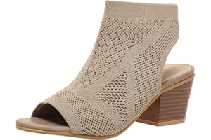ZBYY Women's Knit Chunky Block High Heels Slingback Cut Out Peep Toe Chunky Stacked Heel Ankle Booties