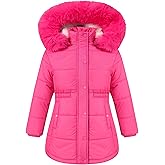 MAJSEBI Girls Winter Jacket Long Puffer Coat with Removable Hood,Kid's Warm Insulated Parka for Cold Weather, Full Zip