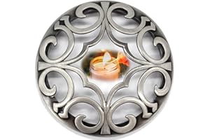 Hion Scented Candle Topper Cover to Burn Evenly, Decorative Candle Jars Accessories Gifts for Women, Elegant Carved Lids Shades(Space Silver)