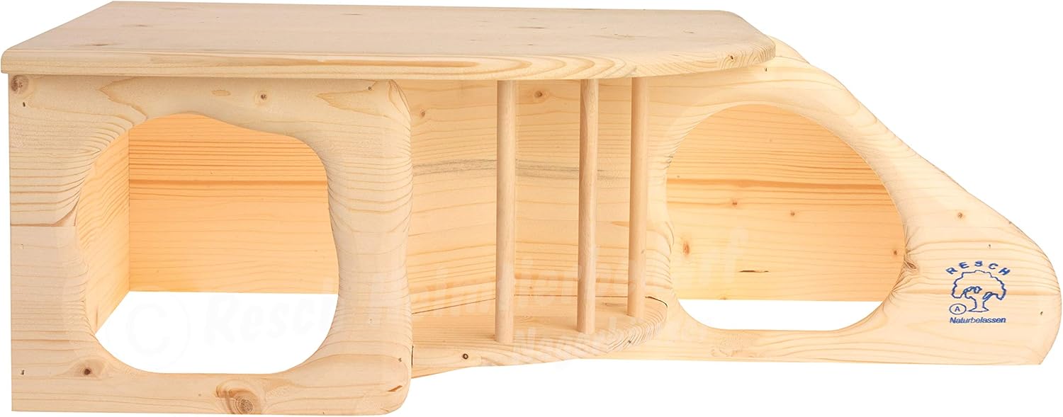 Resch No11 Rodent Cave XL Natural solid wood made of spruce/with stairs to the lying area/Integrated Hay Rack - Image 4