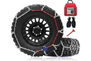 TASEYOK Snow Chains for Pickup Trucks, 2 Piece x 12mm, 1 Minute Quick Installation Tire Chains with Automatic Tensioner, Heavy-Duty Emergency Tire Traction Chain for Pickup Trucks and Off-Road SUVs (HYR-A)