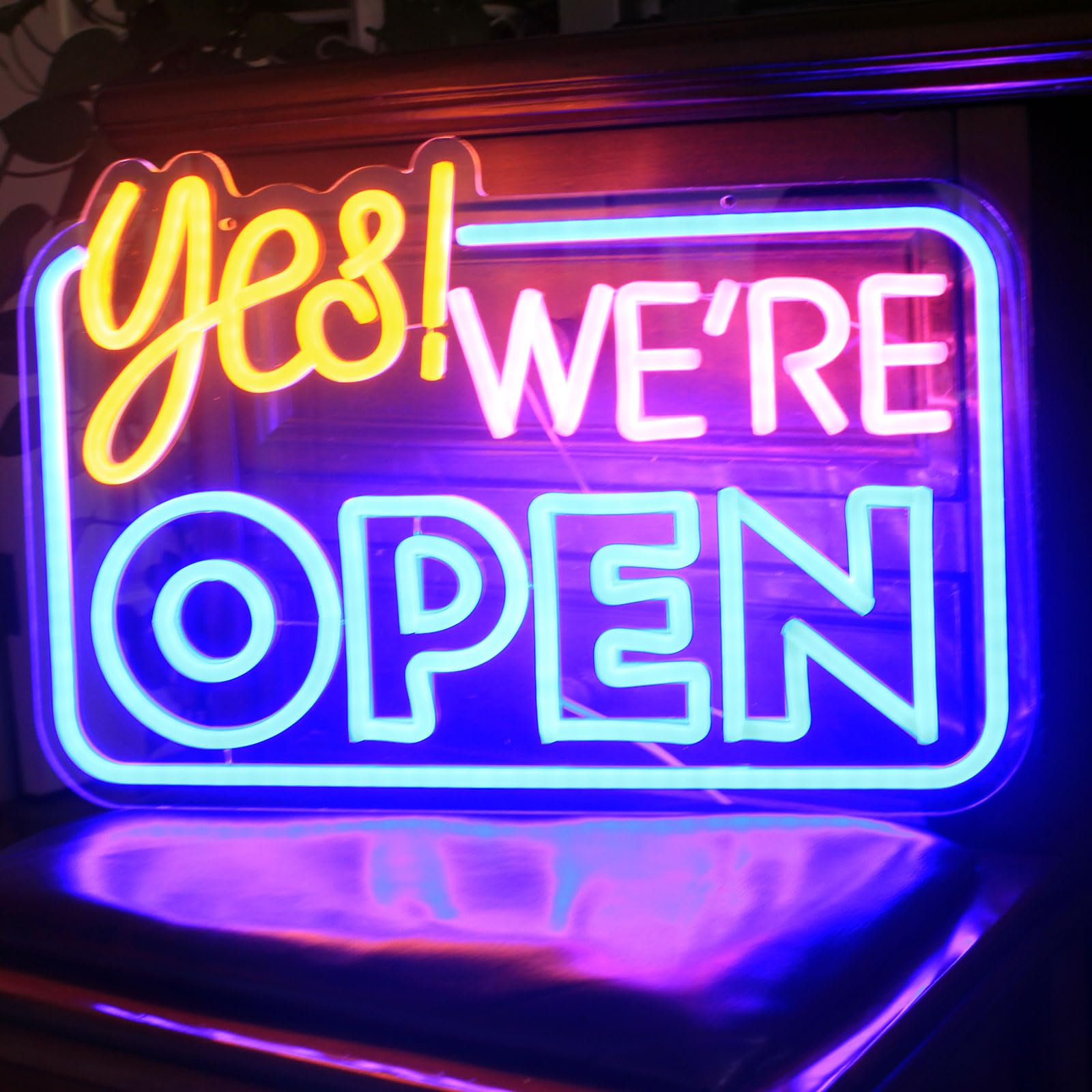 DAKABUKA Yes We are Open Neon Sign for Business Dimmable Led Open Neon Light USB Powered Light Up Open Signs for Business Shop Coffee Hotel Restaurant Bar Decor(16.53 * 11.02inch