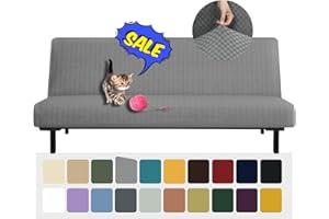 YEMYHOM Futon Cover Latest Jacquard Design High Stretch Armless Sofa Bed Slipcover Anti-Slip Furniture Protector with Elastic Bottom (Futon, Light Gray)