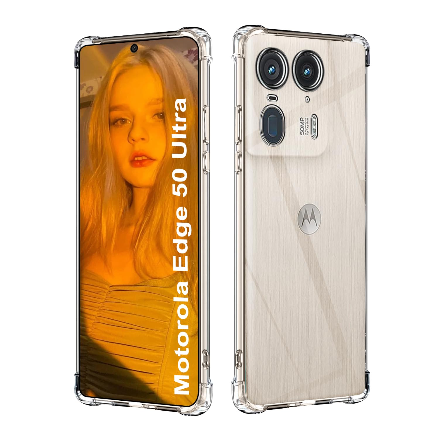 ISOI - Case Compatible with Motorola Edge 50 Ultra Mobile Phone Case, with Shockproof Airbag Bumper, Comprehensive Protection, Ultra Thin Soft TPU Silicone Protective Case - Transparent