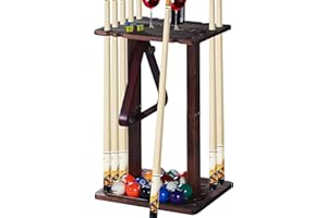 LNMUZM Pool Stick Holder-Pool cue holder floor stand with multiple storage designs , wood Pool Cue Rack Holder for 10 Cues Sticks Storage, Billiard Cue Racks for Billiard Room Club Pool Table Accessories