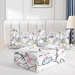 CVHOUSE Kawaii Cat Bedding Queen Size,Kawaii Cat