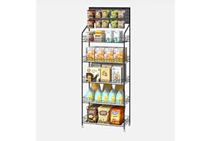 lesolar Retail Snack Display Stand, 5 Tier Snack Candy Potato Chip Display Rack Stand with Wheels & Hooks, Metal Wire Storage Shelves Heavy Duty, Snack Organizer Concession Stand Display Supplies