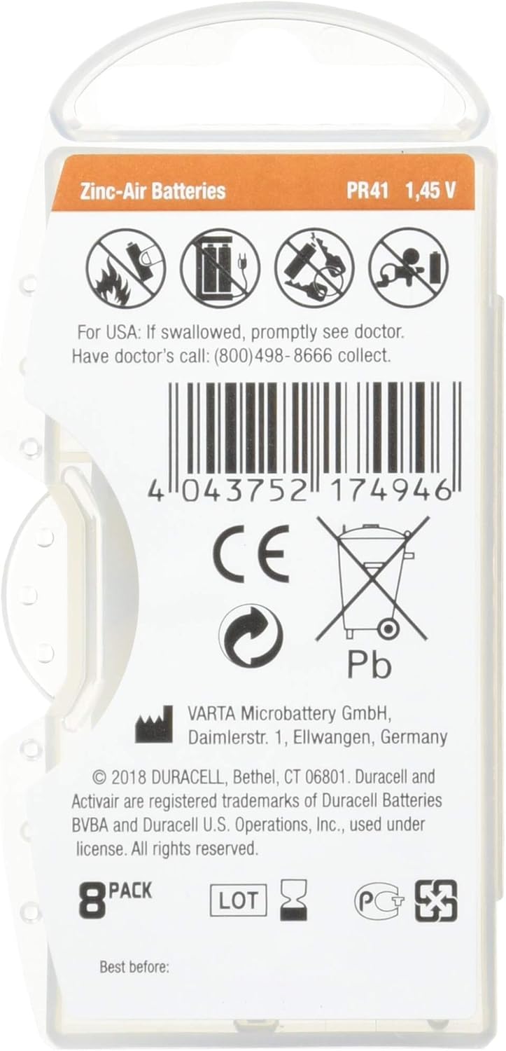 Duracell Activair Hearing Aid Batteries Size 312 (80 Batteries), Brown: Health & Personal Care
