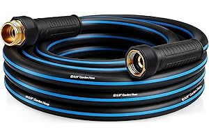 Heavy Duty Rubber Garden Hose 5/8" x 15FT, Non-Expandable Kink-Free Water Hose with Leak-Proof 3/4" Fittings for Yard Lawn an