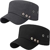 YeeHeen Cadet Army Hat 2 Pieces Flat Top Cap Unisex Military Hat for Women Men